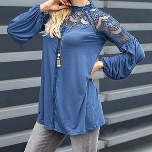 Suzanne Betro Baltic Sea Lace-Yoke Tunic